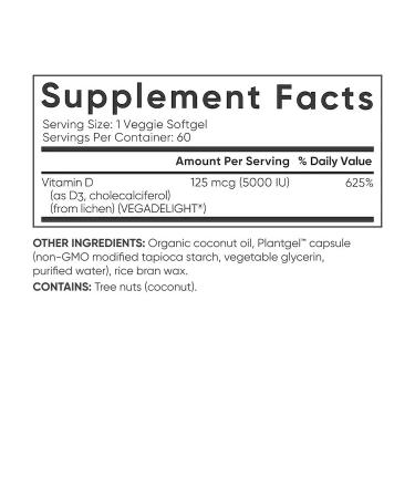 Sports Research Vegan D3 125 mcg (5000 IU) - 60 Veggie Softgels for Bone & Immune Support - Buy Online on GoSupps.com