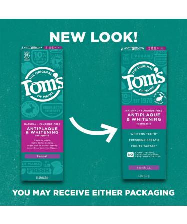 Tom's of Maine Natural Antiplaque & Whitening Toothpaste Fluoride-Free Fennel 4.5 Oz. - Buy Online on GoSupps.com
