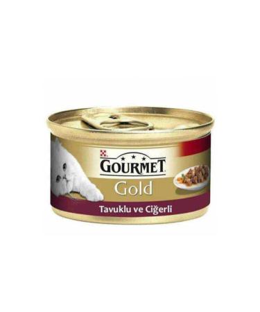 Gourmet Gold Minced Chicken and Liver Cat Canned Piece Meat Sauce Wet Cat Food 85 gr X 24 PIECES