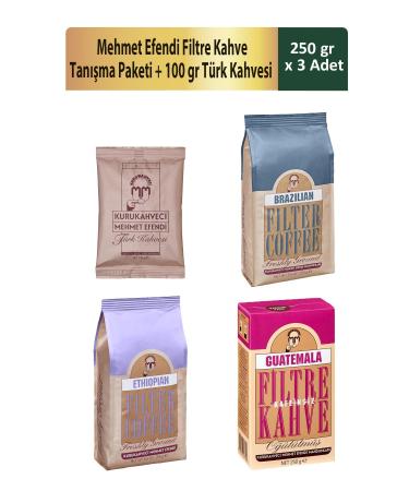 Mehmet Efendi Filter Coffee Introduction Package 250 gr x 3 Pieces + 100 gr Turkish Coffee