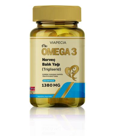 Viapecia Pro Omega 3 Norwegian Fish Oil (Triglyceride) 1380 Mg Supplementary Food 200 Pieces