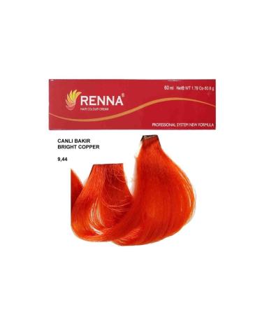 Renna Hair Dye Tube 60 ml - Vivid Copper-Light Blonde 9-44 (With Oxidant Gift)