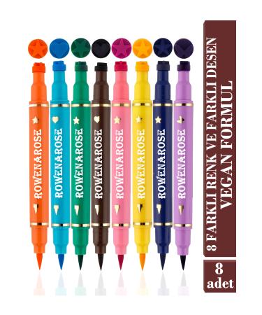 ROWENAROSE 8 Color Double-Sided Neon Pen Eyeliner Set
