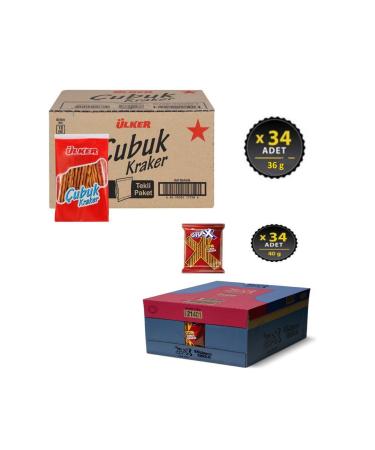 Ulker Ulker Salted Stick Crackers 36 gr 34 pieces Eti Crax Salted Stick Crackers 40 gr 34 pieces