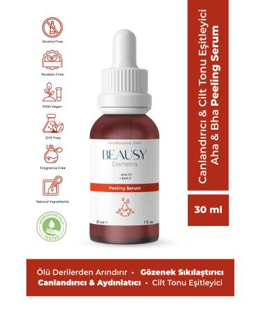 Beausy Cosmetics Revitalizing & Even Skin Tone Aha & Bha Peeling Skin Serum 30ml (AHA 10% BHA 2%).