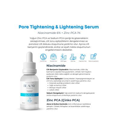 Beausy Cosmetics Pore Tightener Anti-Blackhead and Anti-Acne Serum 30ml (niacinamide 6% + zinc pca) - Buy Online on GoSupps.com