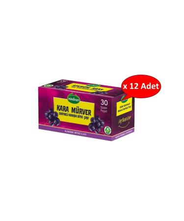 Mindivan Black Elderberry Extract Mixed Herbal Tea 1.5 gr x 30 Filter Bags x 12 Pieces