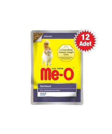 me-o Meo Adult Sterilized Piece Meat Sauce Sterilized Cat Canned Food 80 Gr 12 Pieces