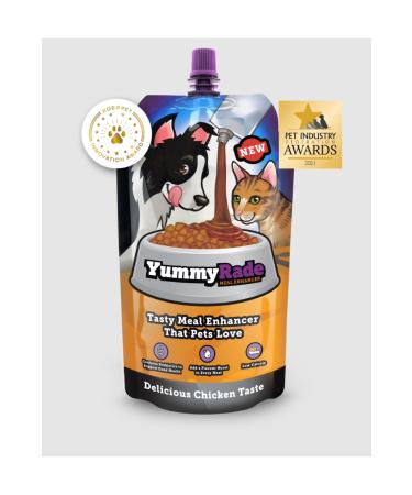 YUMMYRADE is an award-winning low-calorie delicious meal enhancer for cats and dogs.