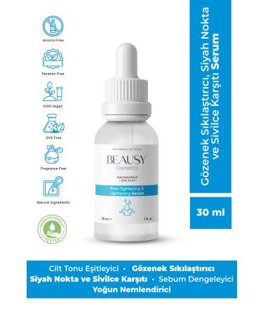 Beausy Cosmetics Pore Tightener Anti-Blackhead and Anti-Acne Serum 30ml (niacinamide 6% + zinc pca)