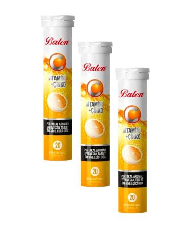 Balen Vitamin C + Zinc Orange Flavored Effervescent 20 Tablets X 3 Pieces