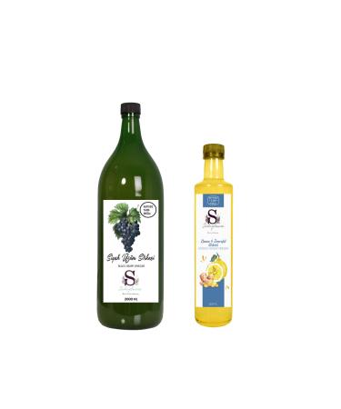 S heylaana Natural Black Grape Vinegar 2000 Ml - Natural Lemon & Ginger Vinegar 500 Ml