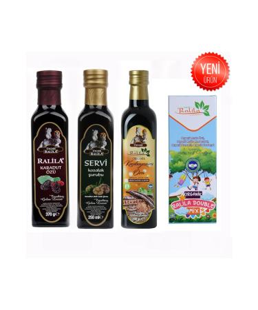 Durgun Bebe Ralila Organic Double Mix Carob Black Mulberry Extract Cypress Cone Syrup Set