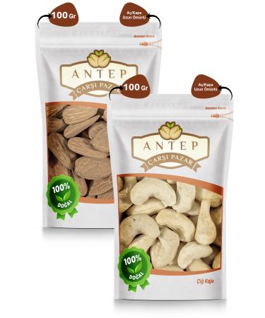 Antep Bazaar Local Raw Almonds 100 Gr. | Raw Cashews 100 Gr.