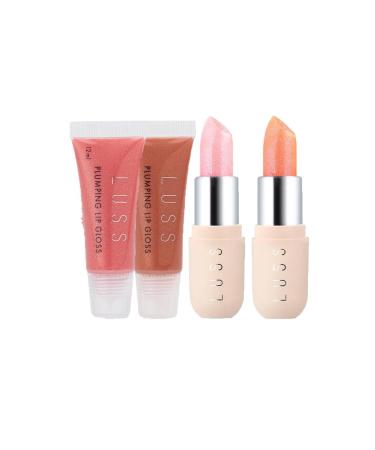 LUSS Lip Balm No1 No2 and Lip Gloss No7 No8 Set of 4