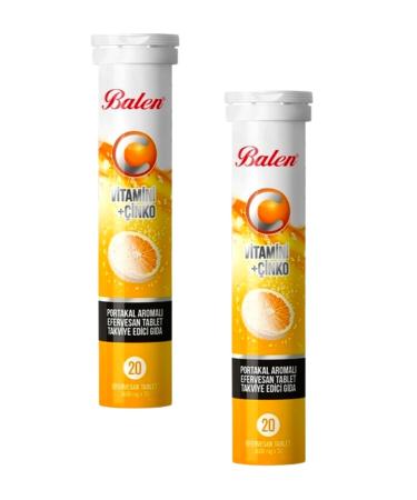Balen Vitamin C + Zinc Orange Flavored Effervescent 20 Tablets X 2 Pieces