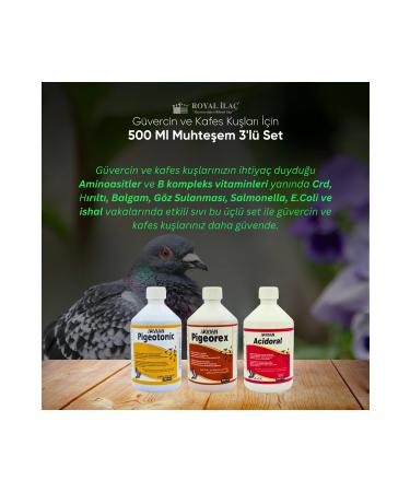 Royal la Royal la Pigeons and Cage Birds 500 ml Magnificent Triple Set (PIGEOTONIC PIGEOREX ACIDORAL)