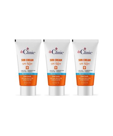 Dr. Clinic Dr.clinic Spf 50+ Sunscreen Cream Set of 3 (50 ml x 3 pieces) (Uva UVB and Blue Light Protection) - Buy Online on GoSupps.com