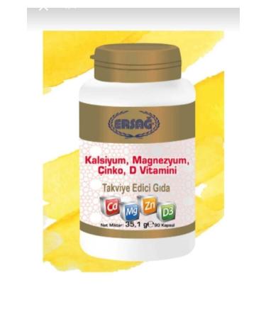 Ersa ERSA CALCIUM MAGNESIUM ZINC VITAMIN D SUPPLEMENTARY FOOD (47.70 GR 90 CAPSULES)