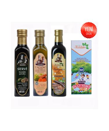 Durgun Bebe Ralila Organic Double Mix Carob Ginger Turmeric Cypress Cone Syrup Set