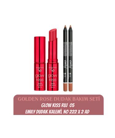 Golden Rose Glow Kiss Tinted Balm No 05 + Golden Rose Emily Lip Pencil No 222 - Buy Online on GoSupps.com