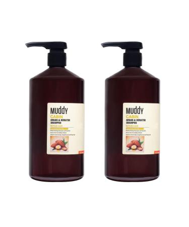 Muddy For Damaged and Dehydrated Hair Cabin Argan & Keratin Shampoo 1000 Ml 2 Pieces