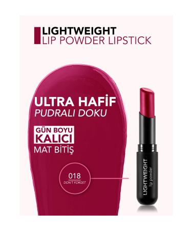Flormar Ultra Light Matte Lipstick (Vivid Burgundy) - Lightweight Lip Powder - 018 Don't Forget - 8682536063753 - Buy Online on GoSupps.com