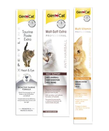 Gimcat Taurine 50gr + Anti-hairball Malt Paste 100gr + Multi Vitamin Paste 100gr Cat Pastes