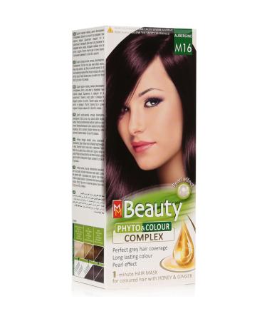 MM Beauty Herbal Hair Dye M16 Eggplant Color 110 Gr (50 Gr Dye Tube 60 Gr Oxidizer)
