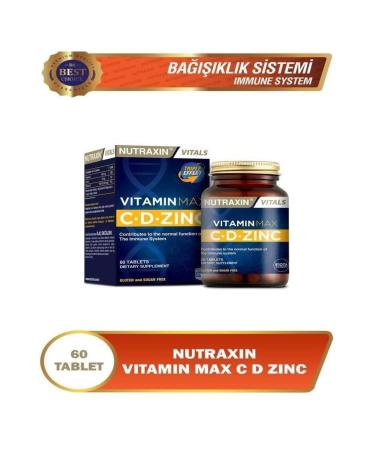 Nutraxin Vitamin Max C + D Zinc 60 Tablets