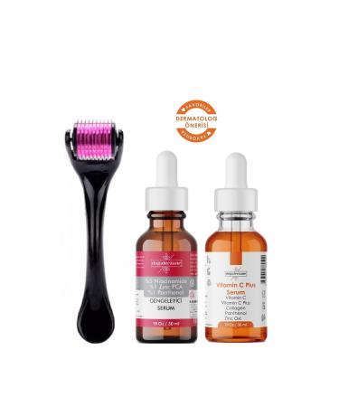 Natural Pharmacy Niacinamide Serum (Anti-Acne Pimples and Blackheads) + Vitamin C + Dermaroller