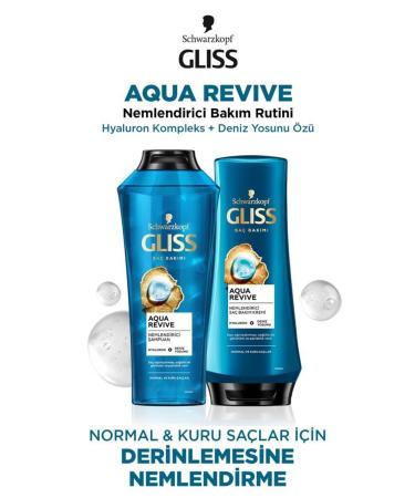 Gliss Aqua Revive Moisturizing Hyaluron and Seaweed Extract Shampoo Conditioner Set