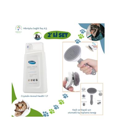 Crystalin Animal Health 1 Liter + Cat and Dog automatic hair collection comb set of 2