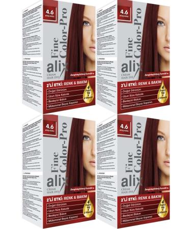 Alix 50ml Kit Hair Dye 4.6 Flame Red 4 Piece Set