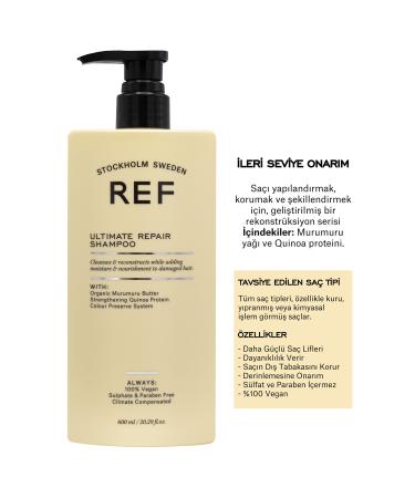 REF STOCKHOLM Ref Repairing and Nourishing Care Shampoo for Damaged Hair 600 ml Ultimate Repair Shampoo