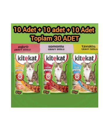 Kitekat 10beef+10chicken+10salmon (TOTAL 30 PIECES) 85gr NEW PACKAGE - Buy Online on GoSupps.com