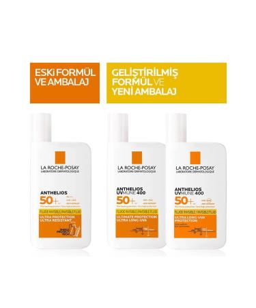 La Roche Posay Anthelios UVmune Fluid - Ultra Long UVA SPF50+ Sunscreen with Water Sand and Sweat Resistant Vitamin E 50ml - Buy Online on GoSupps.com