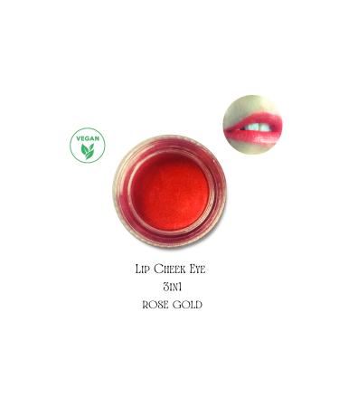 Mabinu Cosmetic Rose Gold Lip Cheek Eye Vegan Cream Blush Lipstick Eyeshadow -Rose Gold