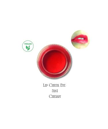 Mabinu Cosmetic Cherry Lip Cheek Eye Vegan Cream Blush Lipstick Eyeshadow - Red Tone