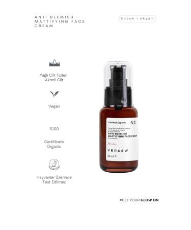 VERSEW Organic Anti Blemish Acne / Blemish Remover Mattifying Face Cream 50 ml - Buy Online on GoSupps.com