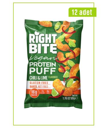 Right Bite Protein Chips / Protein Vegan Chips 50 Grams X 12 Pieces - Chili Lime Flavored