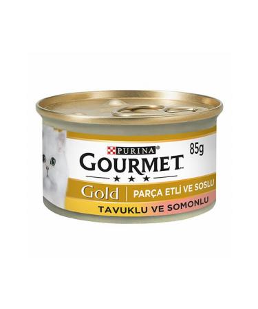 Gourmet Gold Piece Meat Sauce Salmon Chicken Adult Cat Canned Food 6 Pieces 85 gr