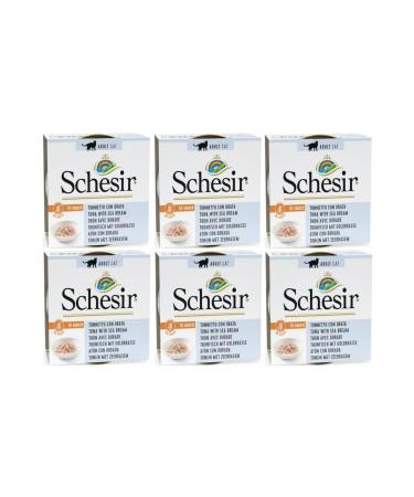 Tuna and Sea Bream Cat Canned Food with Schesir Sauce 70 Gr * 6 Pieces