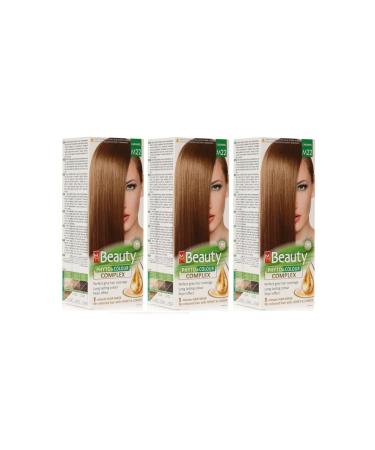 MM Beauty Herbal Hair Dye M22 Light Blonde Caramel 3 Pieces