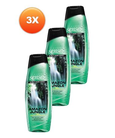 Avon Senses For Men Amazon Jungle Hair and Body Shampoo 500ml 3 Pack