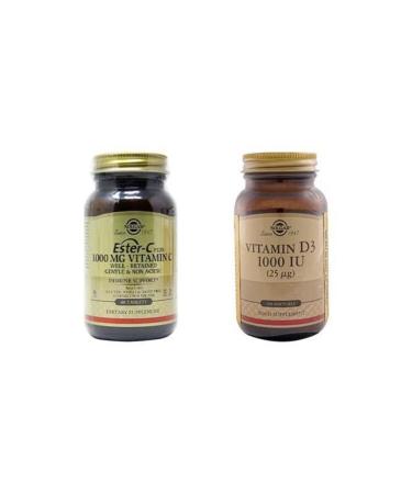 Solgar Ester-c Plus 1000mg 60 Tablets + Solgar Vitamin D3 100 Tablets
