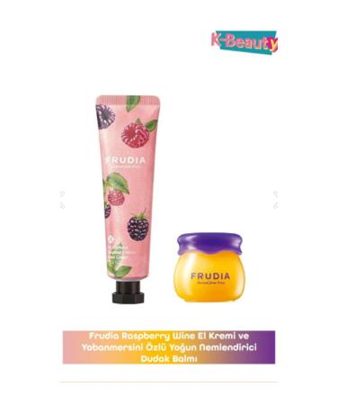 Frudia Raspberry Wine Hand Cream 30 gr and Blueberry Extract Intense Moisturizing Lip Balm 10 gr