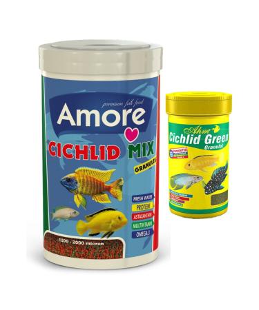 AMORE Cichlid Mix Granules 1000ml Ahm Cichlid Green Granules 250ml Aquarium Fish Food