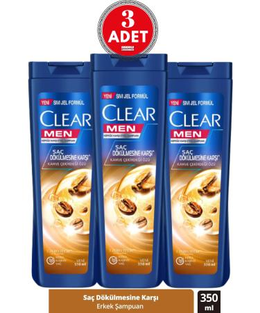 Clear Anti-Dandruff Effective Shampoo Against Hair Loss Coffee Bean Extract 350 ml 3 Pieces