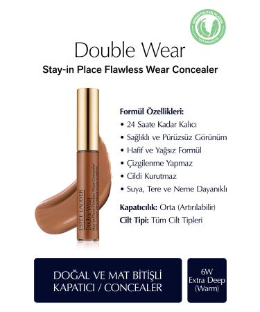 Estee Lauder Concealer - Double Wear Stay-in-Place Flawless Wear Concealer - Color: 6W Extra Deep (Warm) 7ml